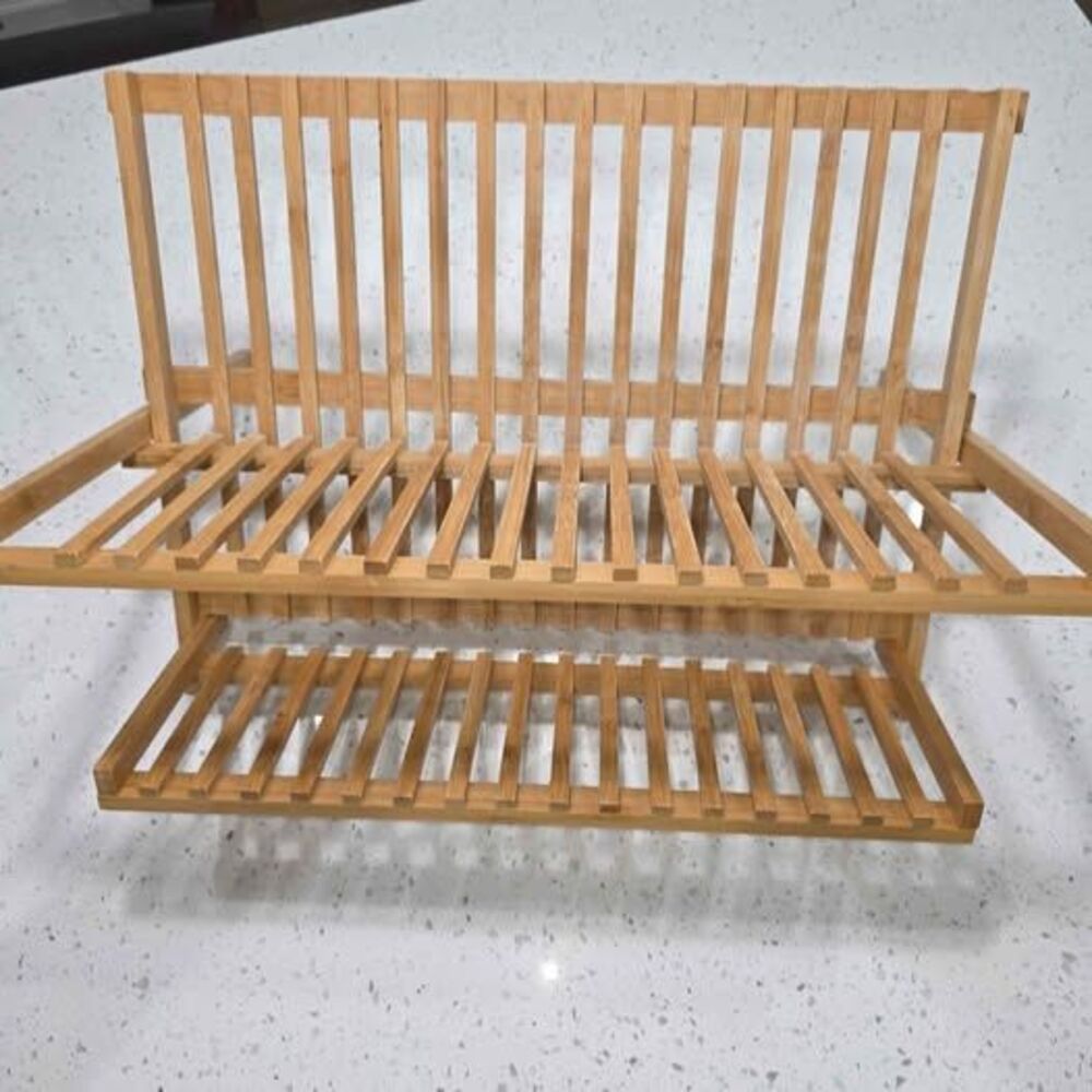 Bamboo Folding Dish Drying Rack - Picture 3 of 7